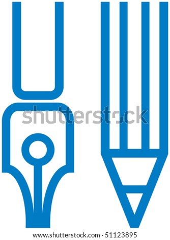 stock vector : Vector stationery illustration â?? pen and pencil