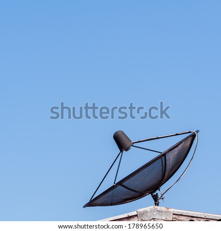 Satellite dish on blue sky ,communication technology network.