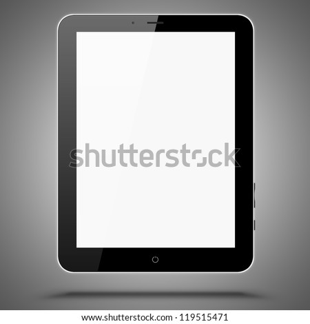 a tablet computer like ipade on grey background a tablet computer like ipade on grey background