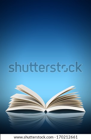 Open Book Isolated On Blue Background