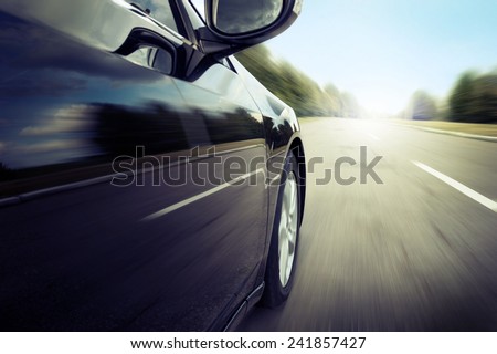 Blurred road and car, speed motion