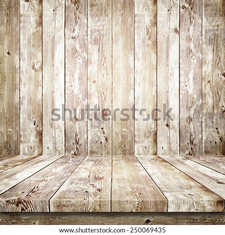 Wooden shelf over wood background