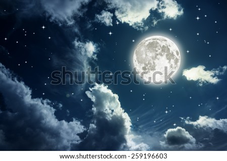 Night sky with stars and full moon background. Elements of this image furnished by NASA