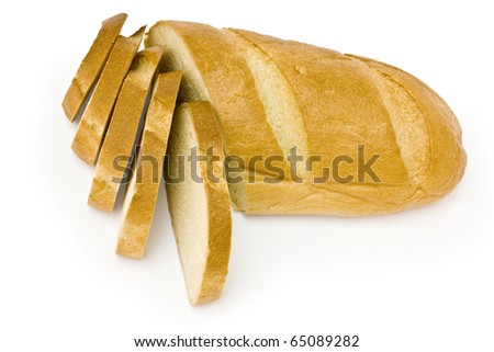 isolated cutted long loaf on the white background
