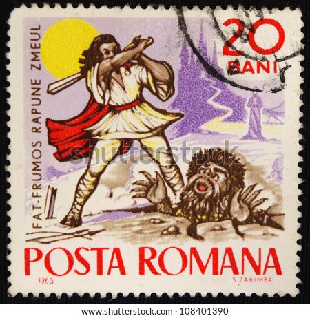 ROMANIA - CIRCA 1965: A stamp printed in Romania shows Kill the bad guys, circa 1965