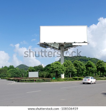 In the summer blue sky highways and billboards