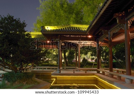China garden at night