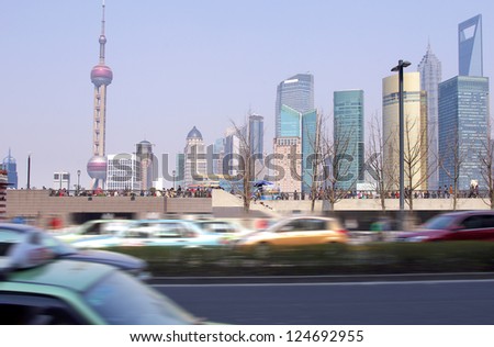 The Shanghai transportation and skyline