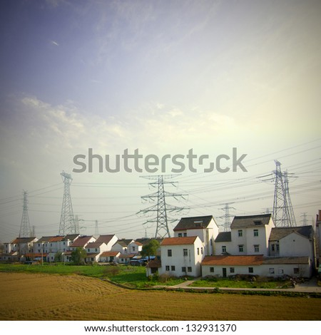 Villages and electricity towers