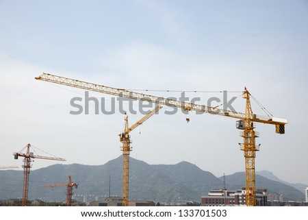 Crane busy Housing Construction