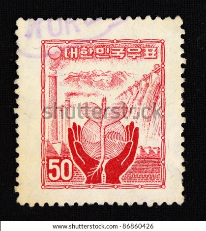 KOREA - CIRCA 1980: A stamp printed in Korea shows Protect the environment, circa 1980
