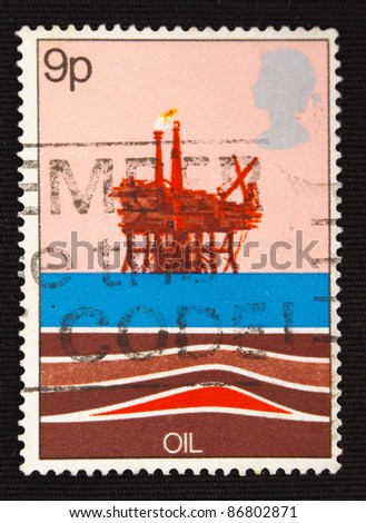 UNITED KINGDOM - CIRCA 2000: A stamp printed in United Kingdom shows oil, circa 2000