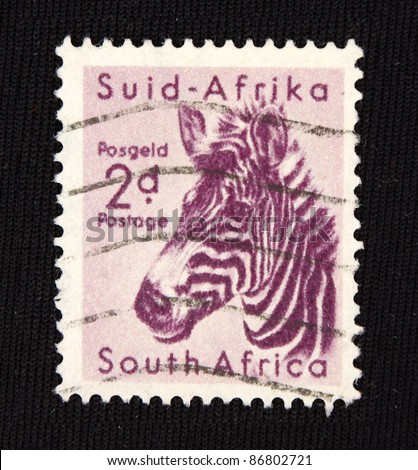 REPUBLIC OF SOUTH AFRICA - CIRCA 1982: A stamp printed in Republic of South Africa shows Zebra, circa 1982