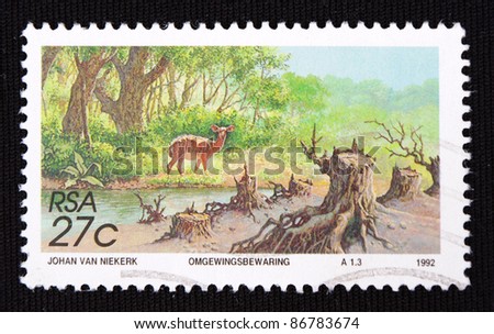 REPUBLIC OF SOUTH AFRICA - CIRCA 1992: A stamp printed in Republic of South Africa shows Forest, circa 1992