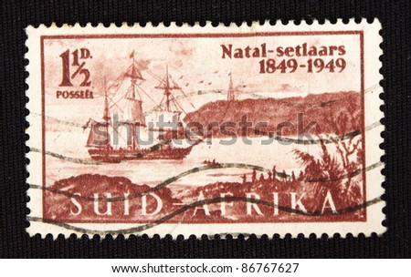 REPUBLIC OF SOUTH AFRICA - CIRCA 1949: A stamp printed in Republic of South Africa shows Yacht, circa 1949