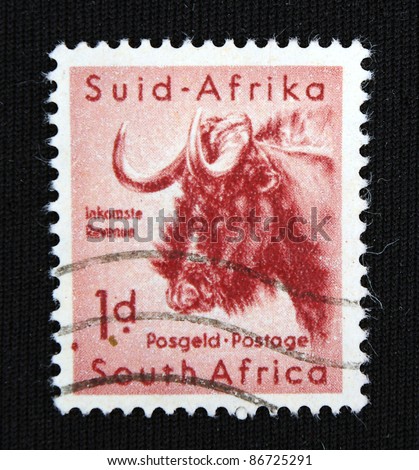 REPUBLIC OF SOUTH AFRICA- CIRCA 1987: A stamp printed in Republic of South Africa shows Yak, circa 1987