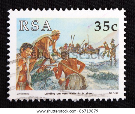 REPUBLIC OF SOUTH AFRICA - CIRCA 1992: A stamp printed in Republic of South Africa shows a war, circa 1992
