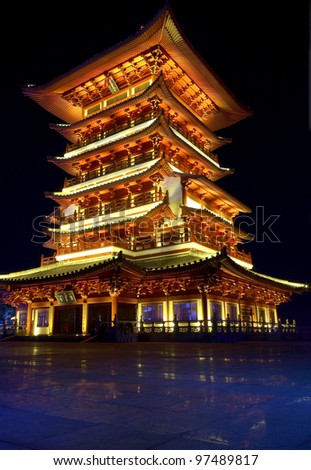 Chinese history ancient tower night