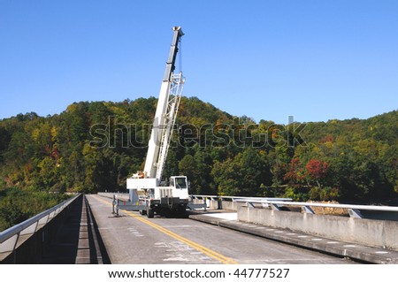 Crane used to make repairs to the Fontana Dam bridge in the Smokey Mountains.