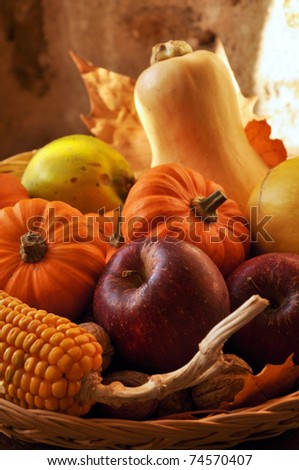 ensemble de fruits et legumes d\'automne