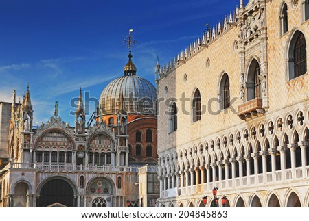 San Marco Square with Basilika San Marco and Doge Palace. Venice, Italy