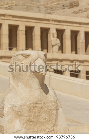 Detailed view of the Temple of Hatshepsut near the Valley of the Kings (Luxor, Egypt)