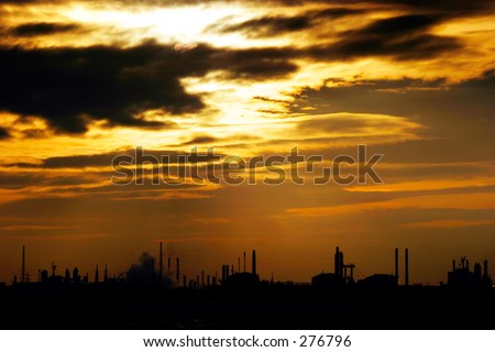 Industrial skyline at dusk