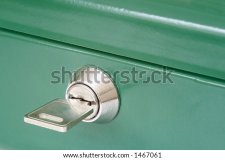 Close up on the key of a home security box