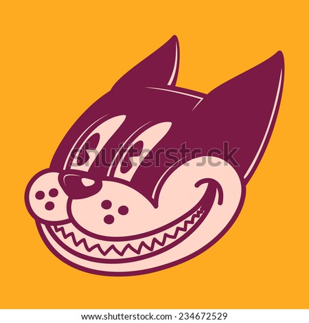 Retro cartoon character smiling cat grinning face vintage 50s toons style Retro cartoon character smiling cat grinning face vintage 50s toons style