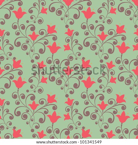 Elegance Seamless pattern with flowers tulips in vintage style