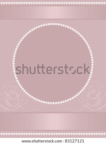 stock photo wedding pink postal with rose and pearls