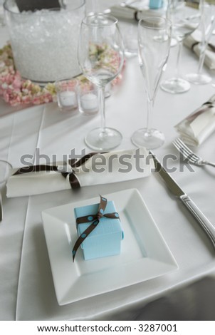 Baby blue wedding gift box place setting series 05