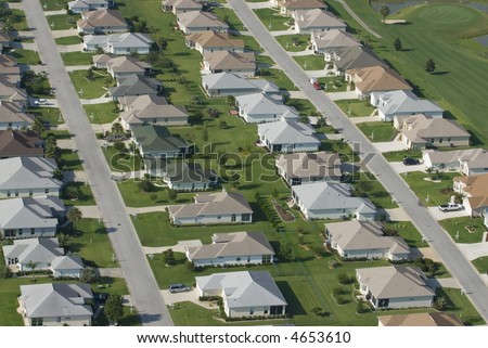Aerial view of houses in typical home community 03