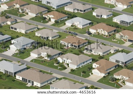 Aerial view of houses in typical home community 04
