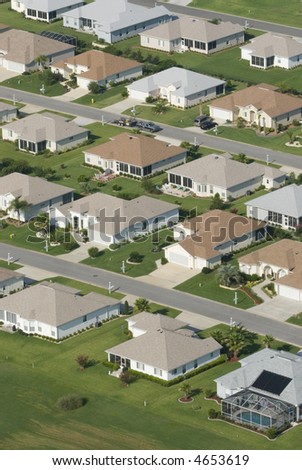 Aerial view of houses in typical home community 05