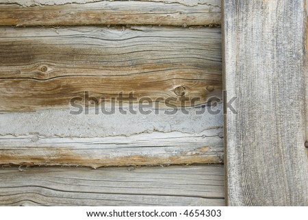 Weathered log cabin wood textured panel background