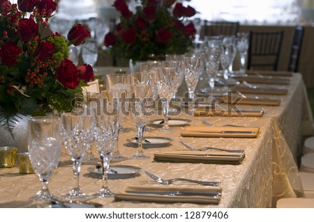 stock photo Wedding reception dinner banquet party table settings