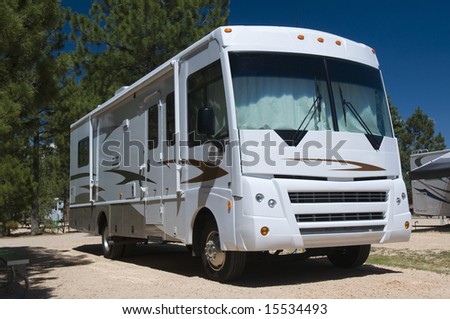 Detailed image of class A motor home recreational vehicle