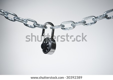 chain open lock on white background
