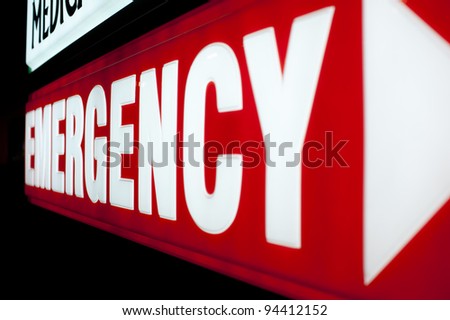 Red Emergency department entrance sign
