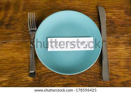 Weight loss concept too fat message on plate