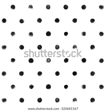Black and white  Polka Dot Seamless Pattern Paint Stain Abstract Illustration.