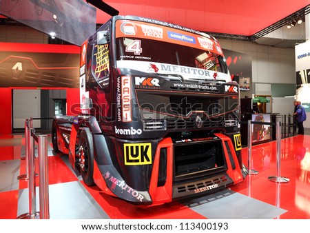 HANNOVER - SEP 20: Renault Racing Truck at the International Motor Show for Commercial Vehicles on September 20, 2012 in Hannover Germany