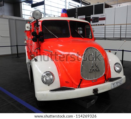 HANNOVER - SEP 20: Magirus Deutz fire truck from 1960 at the International Motor Show for Commercial Vehicles on September 20, 2012 in Hannover Germany