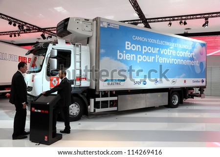 HANNOVER - SEP 20: Renault Electric Truck at the International Motor Show for Commercial Vehicles on September 20, 2012 in Hannover Germany