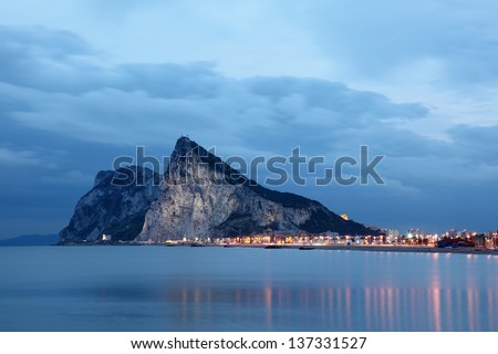 The Rock Of Gibraltar At Dusk