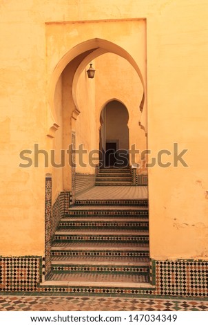 Oriental arch doors in the medina of Meknes, Morocco