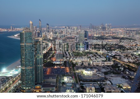 City of Abu Dhabi at dusk United Arab Emirates City of Abu Dhabi at dusk United Arab Emirates