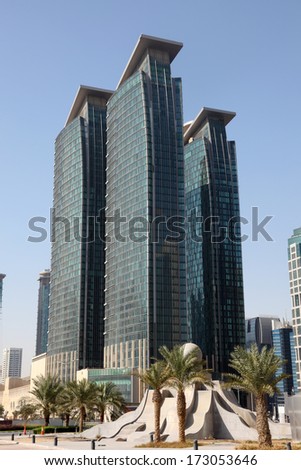 DOHA, QATAR - DEC 14: Skyscraper the new downtown of Doha - Al Dafna. December 14 2013 in Doha, Qatar, Middle East