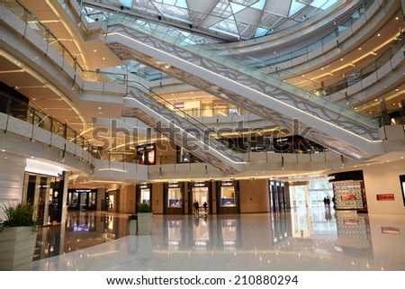 SHANGHAI, CHINA - NOV 21: Interior of the new IFC Shopping Mall downtown in Pudong. November 21, 2010 in Shanghai, China